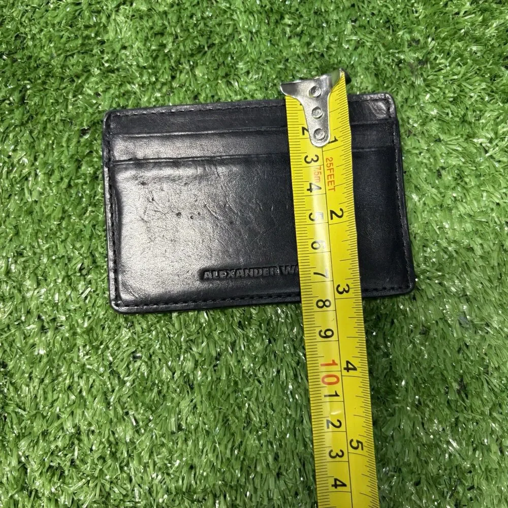 Mens Womens Alexander Wang Black Crocodile Embossed Leather Card Holder Wallet